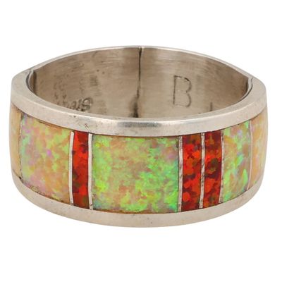 Sale Photo Thumbnail #49: Bernard Cachini Zuni Sterling Opal Inlay Ring Sz 6.25