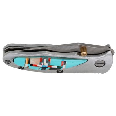 Sale Photo Thumbnail #535: Southwest Multi-Stone Inlay Pocket Knife