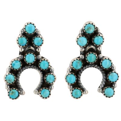 Sale Photo Thumbnail #150: HaDa Collection Sterling Kingman Turquoise Naja Earrings