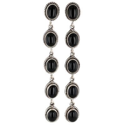 Sale Photo Thumbnail #121: Southwest Sterling Onyx Dangle Earrings
