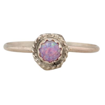 Sale Photo Thumbnail #292: Esther White Navajo Sterling Opal Ring Sz 6