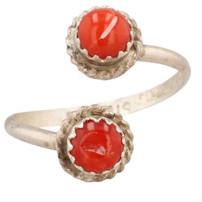 Sale Photo Thumbnail #311: Esther White Navajo Sterling Spiny Oyster Adjustable Ring