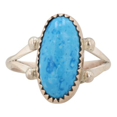 Sale Photo Thumbnail #381: Fred Martinez Navajo Sterling Denim Lapis Lazuli Ring Sz 4.75