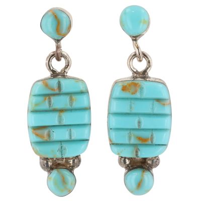 Sale Photo Thumbnail #514: Southwest Sterling Turquoise Cobblestone Earrings