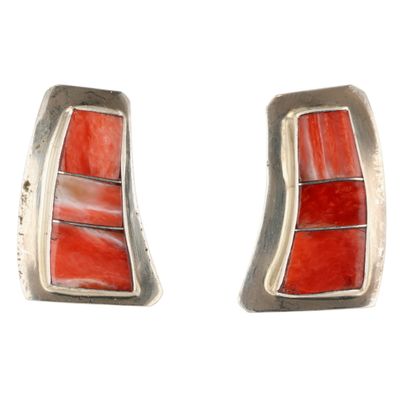 Sale Photo Thumbnail #401: Norvin Johnson Navajo Sterling Spiny Oyster Earrings