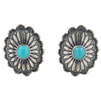 Sale Photo Thumbnail #44: Southwest Sterling Kingman Turquoise Stamped Earrings
