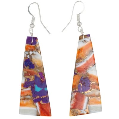 Sale Photo Thumbnail #480: Jameson Pete Navajo Sterling Spiny Mohave Slab Earrings
