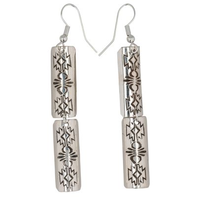 Sale Photo Thumbnail #528: Nova Ashley Navajo Sterling Stamped Bar Earrings