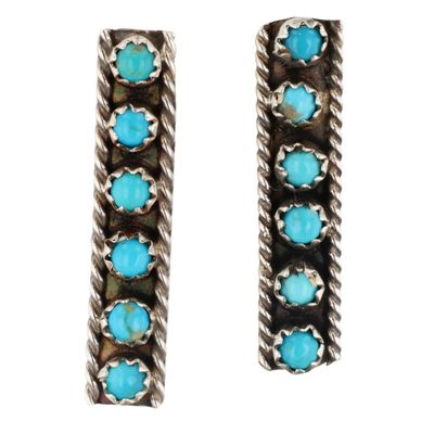 Sale Photo Thumbnail #414: Esther White Navajo Sterling Kingman Turquoise Snake Eye Earrings