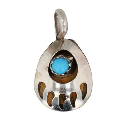 Sale Photo Thumbnail #366: Esther White Navajo Sterling Turquoise Bear Paw Pendant