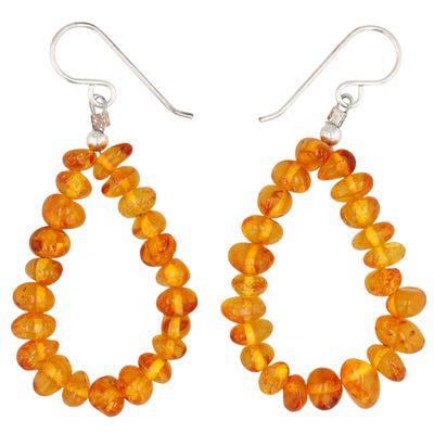 Sale Photo Thumbnail #53: Southwest Sterling Amber Bead Earrings