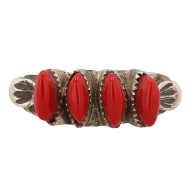 Sale Photo Thumbnail #405: Southwest Sterling Coral Ring Sz 5