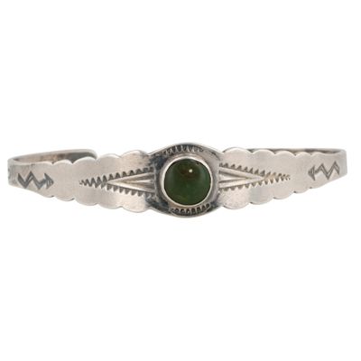 Sale Photo Thumbnail #260: Vintage Navajo Sterling Turquoise Stamped Cuff Bracelet