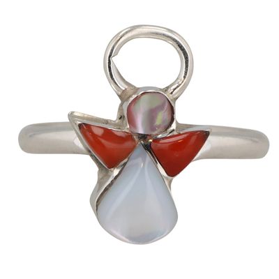 Sale Photo Thumbnail #233: Claudia Martza Zuni Sterling Multi-Stone Inlay Angel Ring Sz 4.75