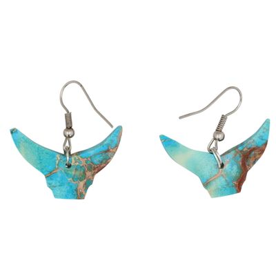 Sale Photo Thumbnail #46: Southwest Sterling Blue Indigo Turquoise Longhorn Earrings