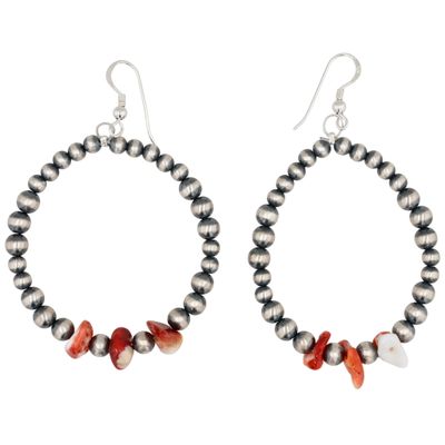 Sale Photo Thumbnail #8: Theresa Skeets Navajo Sterling Spiny Oyster Bead Earrings