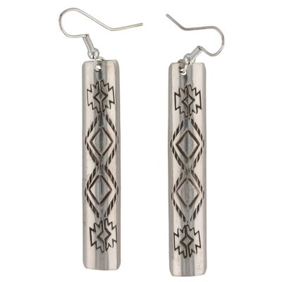 Sale Photo Thumbnail #437: Nova Ashley Navajo Sterling Stamped Bar Earrings