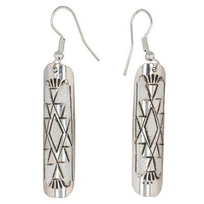 Sale Photo Thumbnail #139: Florence Tahe Navajo Sterling Stamped Bar Earrings