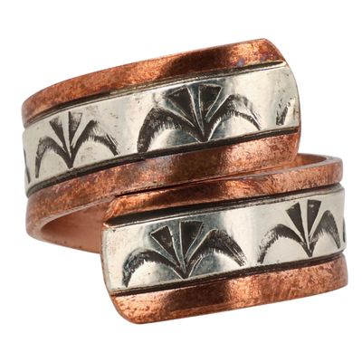 Sale Photo Thumbnail #63: Wylie Secatero Navajo Copper Sterling Stamped Adjustable Ring