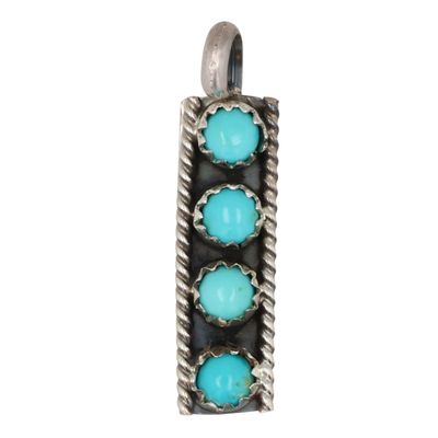 Sale Photo Thumbnail #320: Janice Spencer Navajo Sterling Kingman Turquoise Bar Pendant