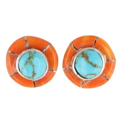Sale Photo Thumbnail #316: Valerie Benally Navajo Sterling Multi-Stone Inlay Earrings