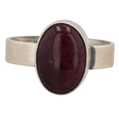Sale Photo Thumbnail #120: Scott Skeets Navajo Sterling Purple Spiny Oyster Ring Sz 10.5