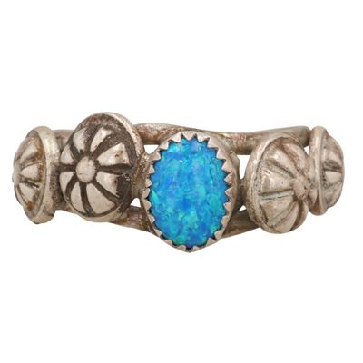 Sale Photo Thumbnail #291: Southwest Sterling Opal Ring Sz 7.25