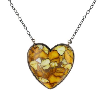 Sale Photo Thumbnail #500: HaDa Collection Sterling Honey Dahlia Heart Necklace