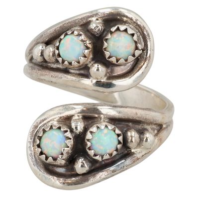 Sale Photo Thumbnail #12: Genevieve Francisco Sterling Navajo Opal Adjustable Ring