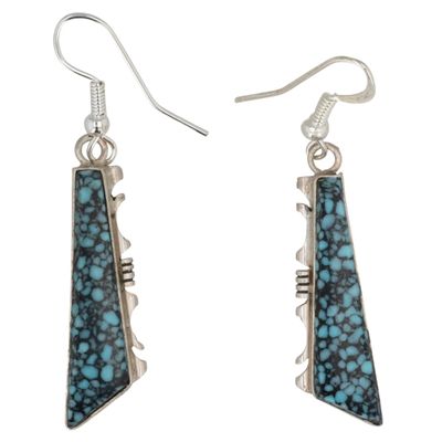 Sale Photo Thumbnail #469: Steve Francisco Navajo Sterling Spiderweb Turquoise Inlay Earrings