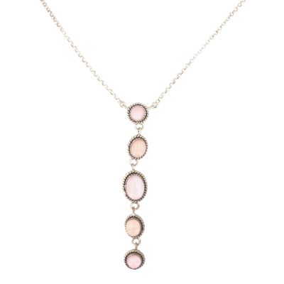 Sale Photo Thumbnail #204: HaDa Collection Sterling Pink Opal Drop Necklace