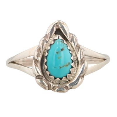 Sale Photo Thumbnail #277: Jerryson Henio Navajo Sterling Kingman Turquoise Ring Sz 8.25