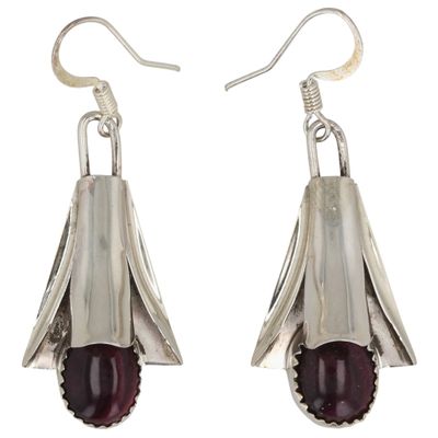 Sale Photo Thumbnail #596: Louise Yazzie Sterling Purple Spiny Oyster Squash Blossom Earrings