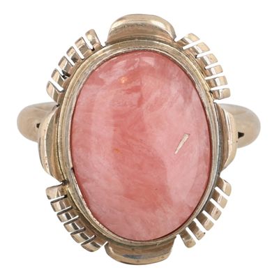 Sale Photo Thumbnail #571: Larry Yazzie Navajo Sterling Rhodochrosite Ring Sz 8