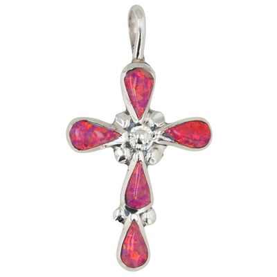 Sale Photo Thumbnail #9: Bryce Vacit Zuni Sterling Opal Cross Pendant