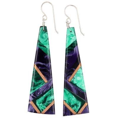 Sale Photo Thumbnail #195: Southwest Sterling Multicolor Inlay Slab Earrings