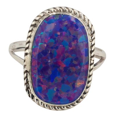 Sale Photo Thumbnail #418: Victor Thompson Navajo Sterling Opal Ring Sz 6.75
