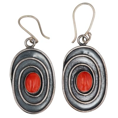Sale Photo Thumbnail #171: Southwest Sterling Spiny Oyster Spiral Earrings