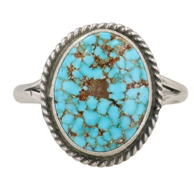 Sale Photo Thumbnail #268: Jerryson Henio Navajo Sterling Sonoran Gold Turquoise Ring Sz 7.75