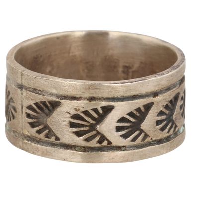 Sale Photo Thumbnail #263: Rick Enriquez Navajo Sterling Stamped Ring Sz 6.25