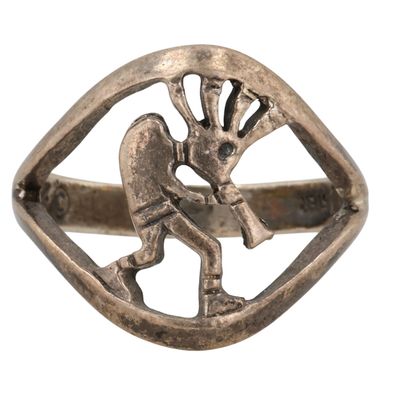 Sale Photo Thumbnail #176: Allen Tolino Navajo Sterling Kokopelli Ring Sz 4.75