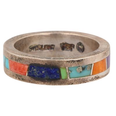Sale Photo Thumbnail #20: Valerie Yazzie Navajo Sterling Multi-Stone Inlay Ring Sz 6.25