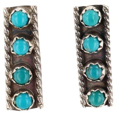 Sale Photo Thumbnail #45: Janice Spencer Navajo Sterling Turquoise Bar Earrings