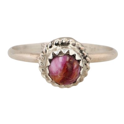 Sale Photo Thumbnail #207: Esther White Navajo Sterling Spiny Oyster Ring Sz 4.75