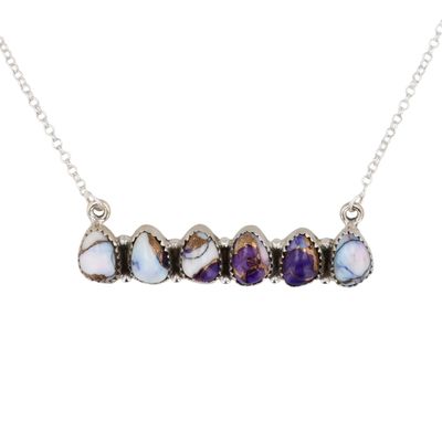 Sale Photo Thumbnail #211: HaDa Collection Sterling Violet Rose Dahlia Bar Necklace