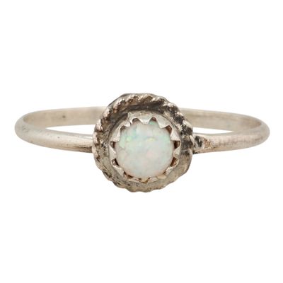 Sale Photo Thumbnail #378: Esther White Navajo Sterling Opal Ring Sz 4.75