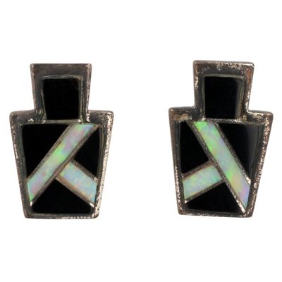 Sale Photo Thumbnail #194: Southwest Sterling Multi-Stone Inlay Earrings