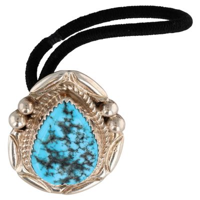 Sale Photo Thumbnail #419: Donovan Nez Navajo Sterling Kingman Turquoise Hair Tie