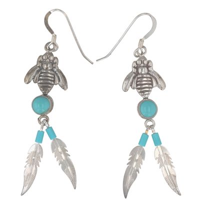 Sale Photo Thumbnail #342: Southwest Sterling Turquoise Bee Earrings