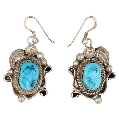 Sale Photo Thumbnail #413: Donovan Nez Navajo Sterling Kingman Turquoise Earrings
